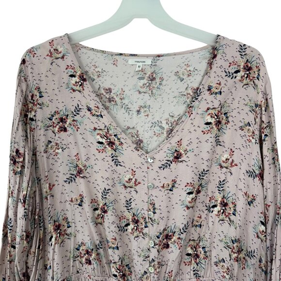 Maurices Womens Floral Button Detais Pullover Blouse With Elastic Waist Size 2X - Picture 2 of 12
